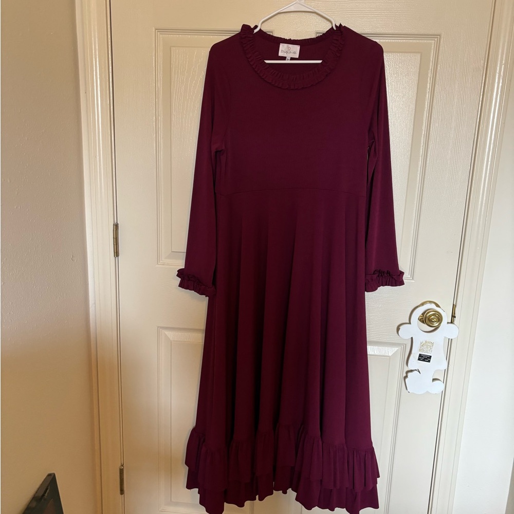 Dainty Jewells Burgundy Long Sleeve Dress